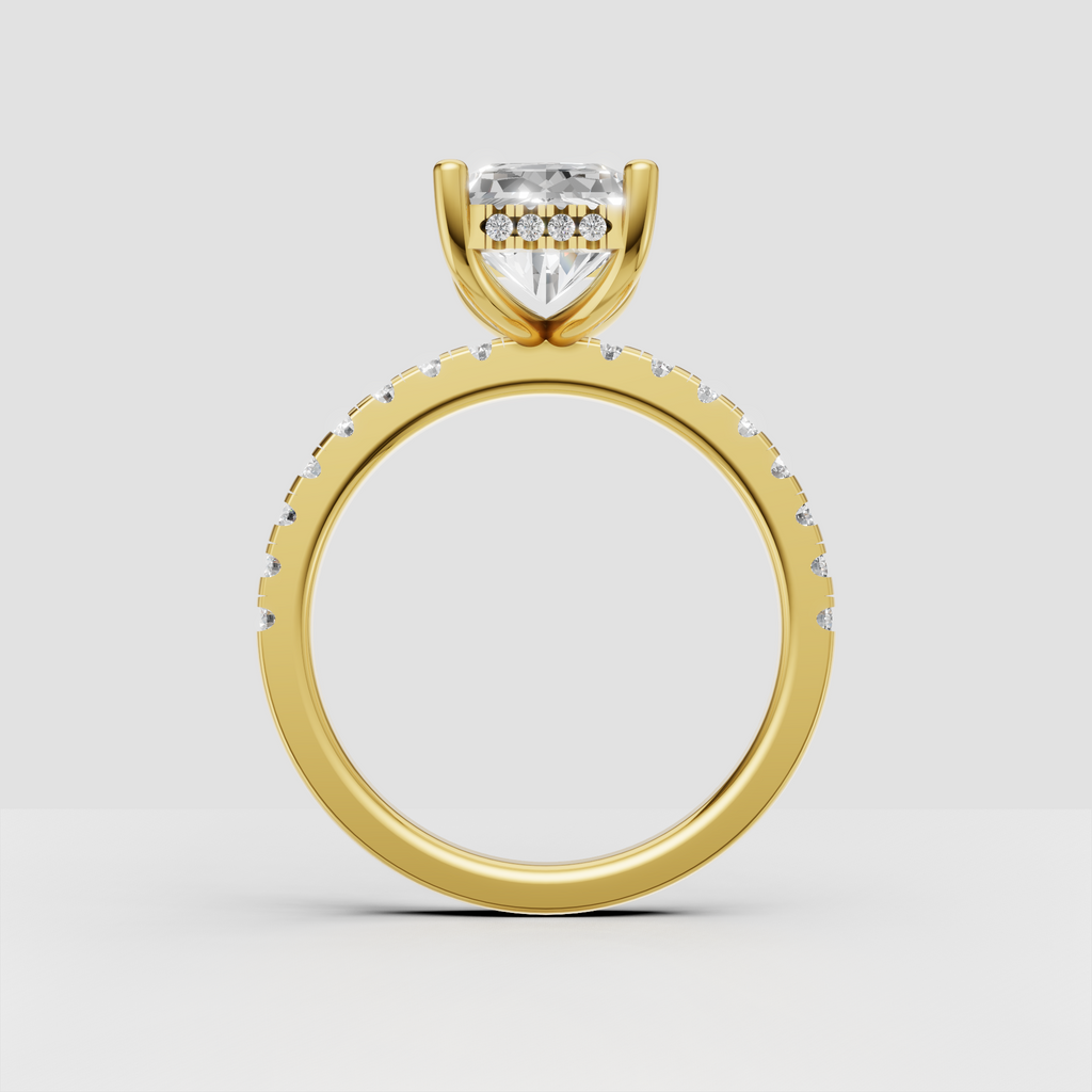 Luxury radiant cut diamond engagement ring with prong setting