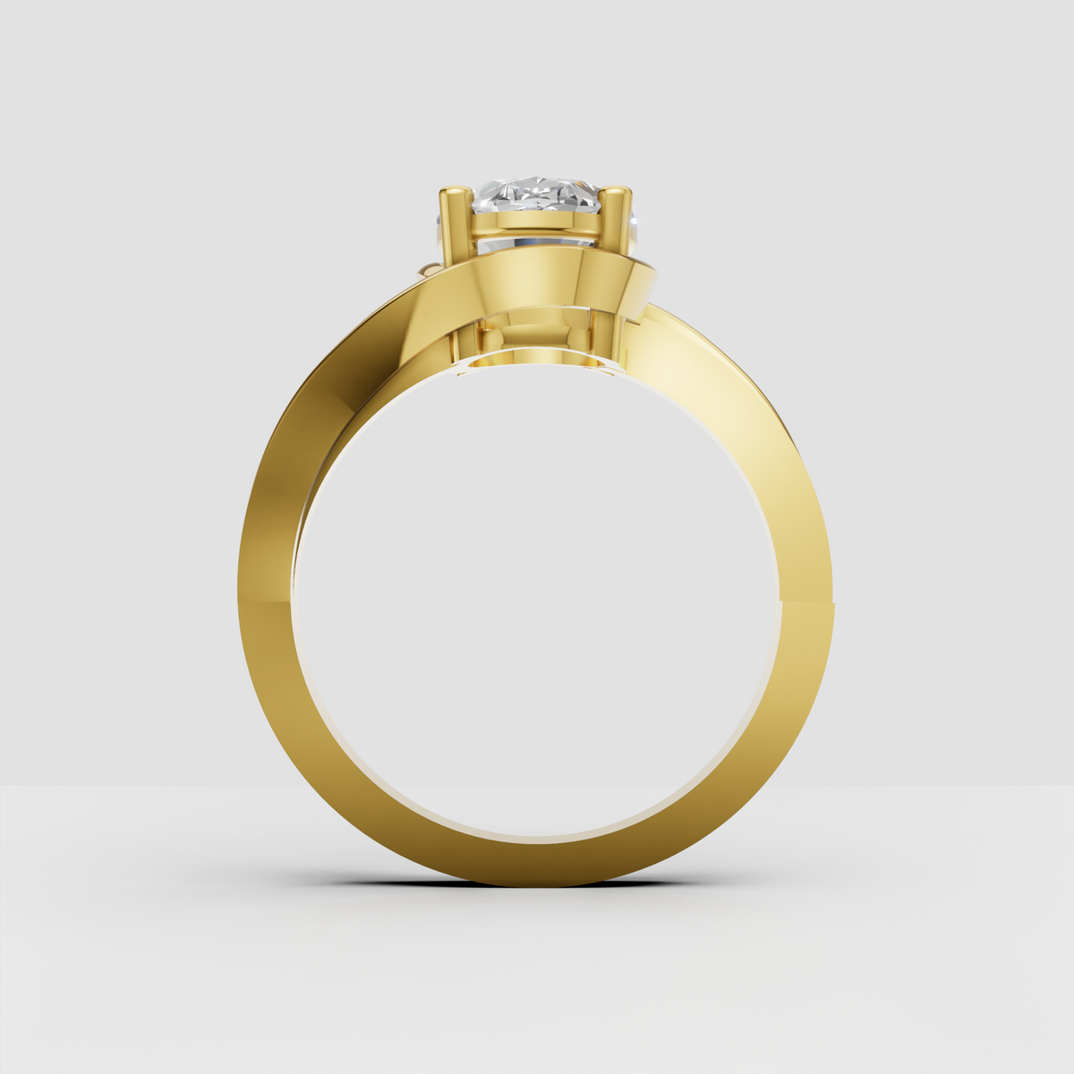 Yellow gold oval cut diamond bypass ring