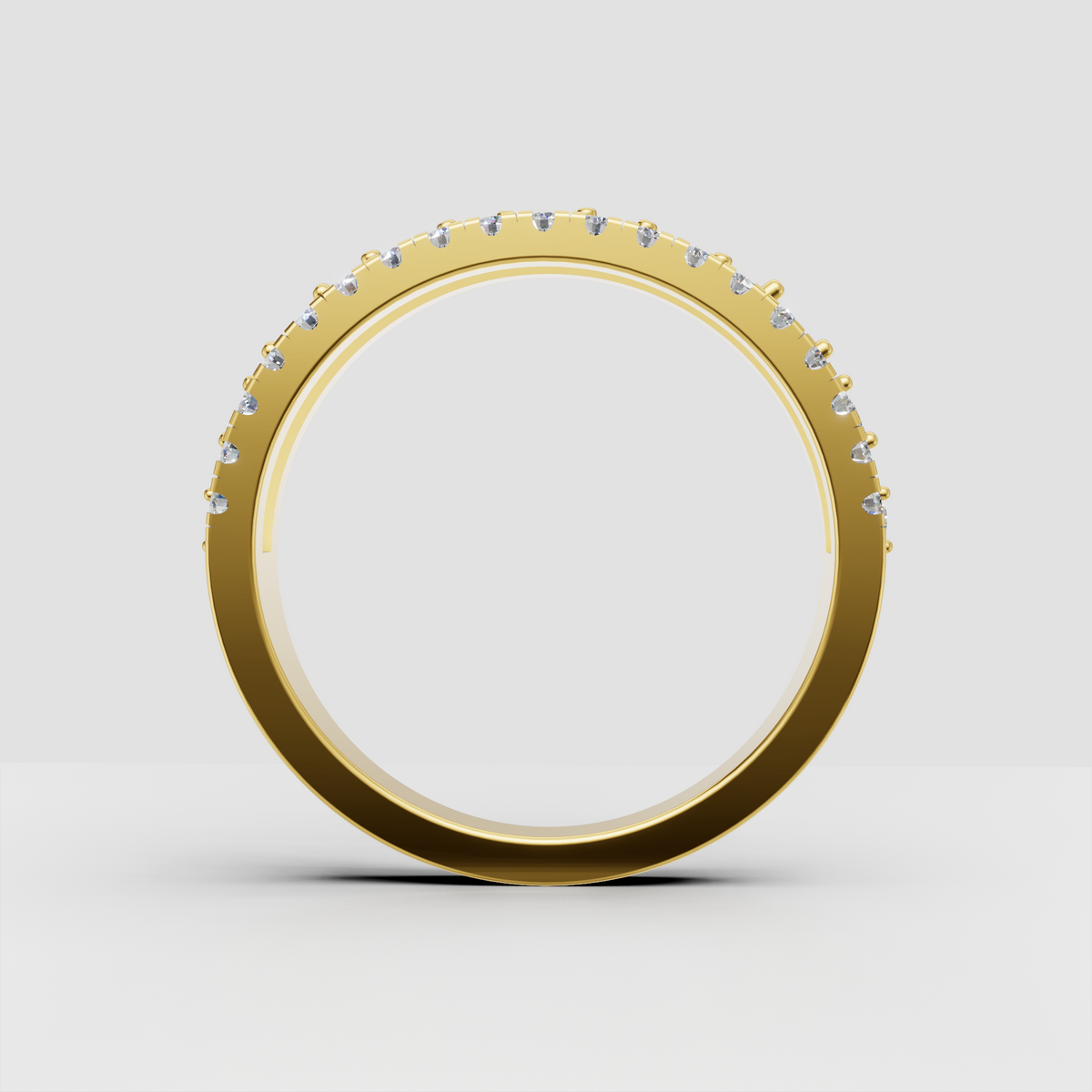 Luxury yellow gold diamond band with sparkling round stones