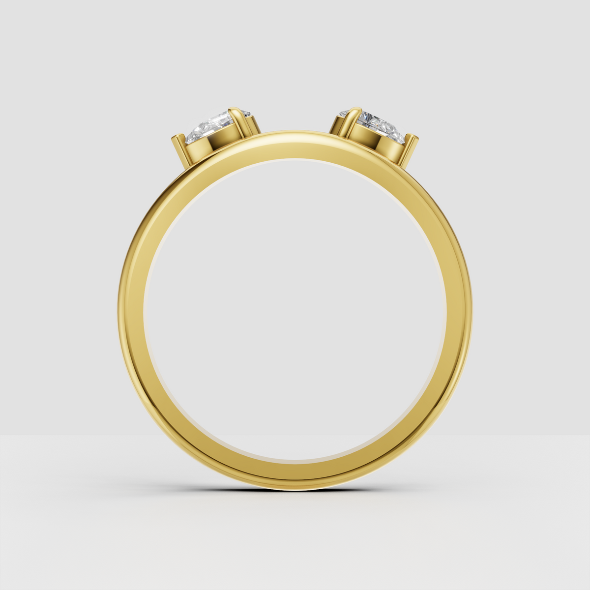 Pear cut diamond ring with open cuff band prong setting