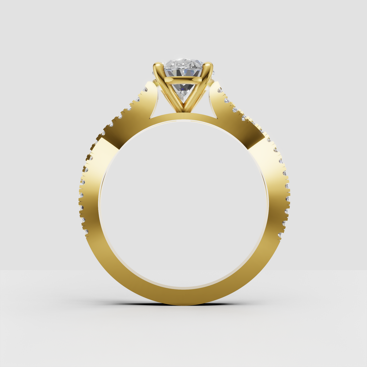Yellow gold oval diamond engagement ring with accent stones