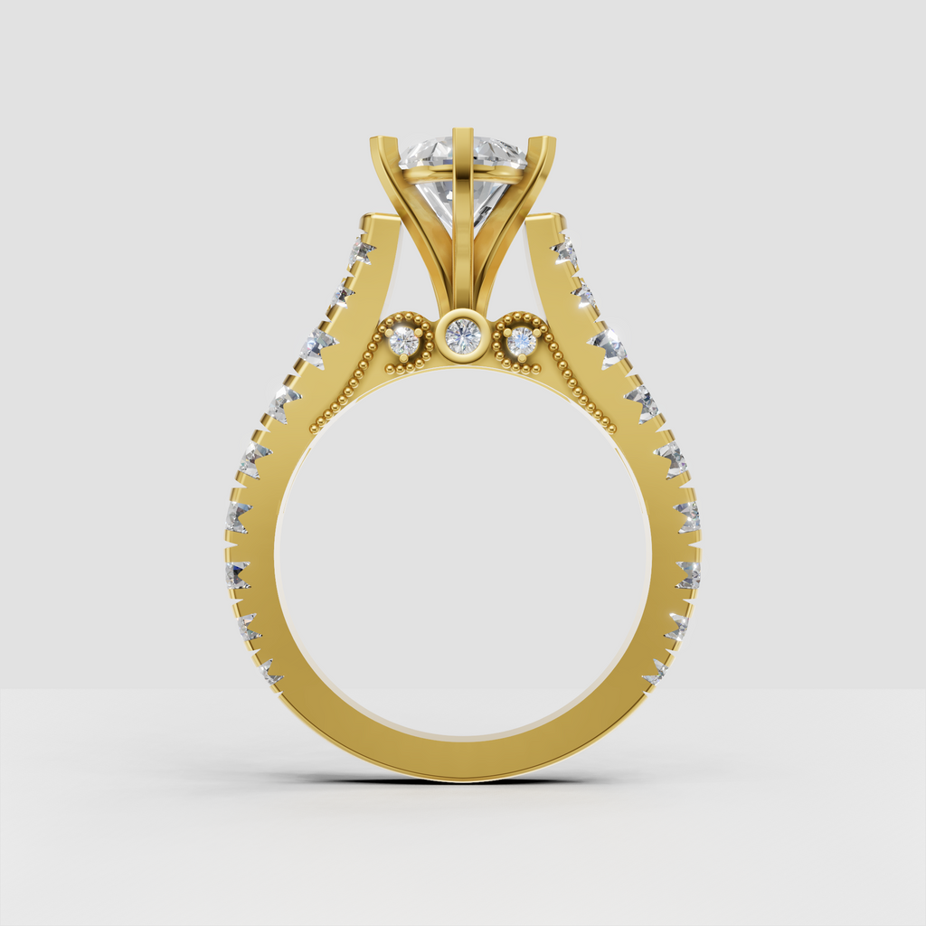 Pear diamond engagement ring with classic vintage detailing