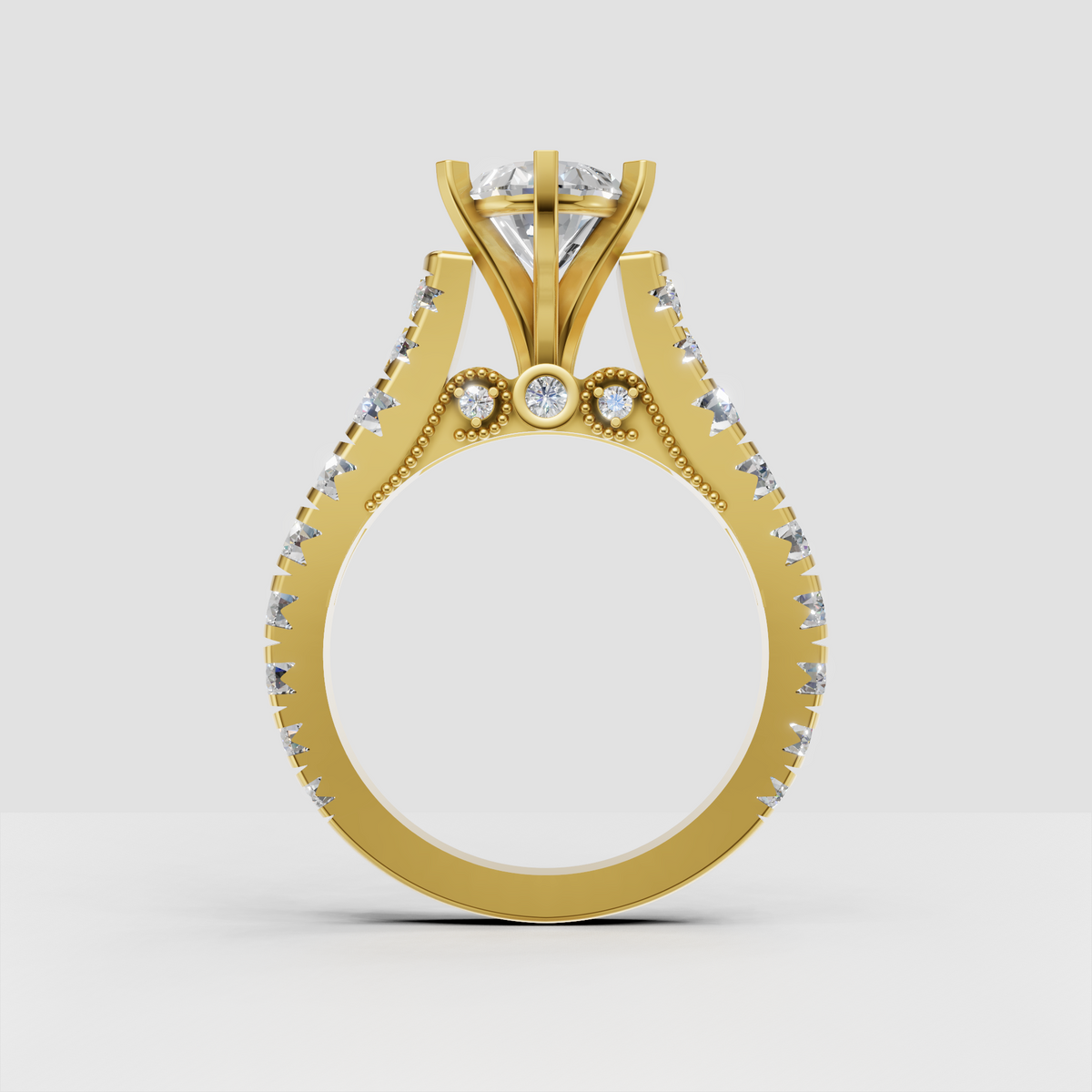 Pear diamond engagement ring with classic vintage detailing