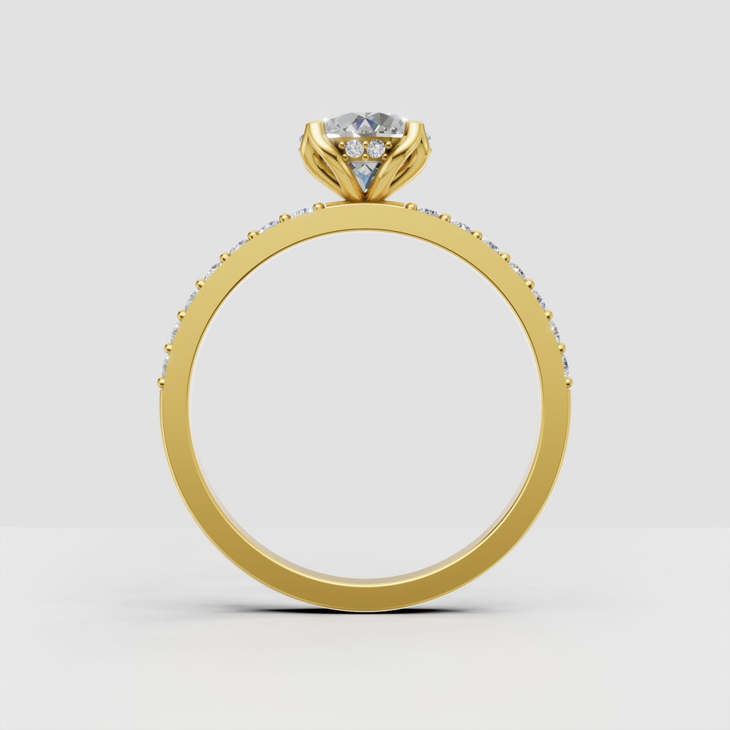Yellow gold hidden halo diamond engagement ring