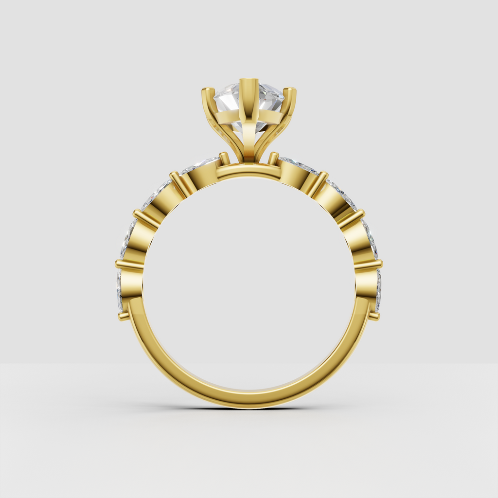 Marquise center diamond ring with prong setting