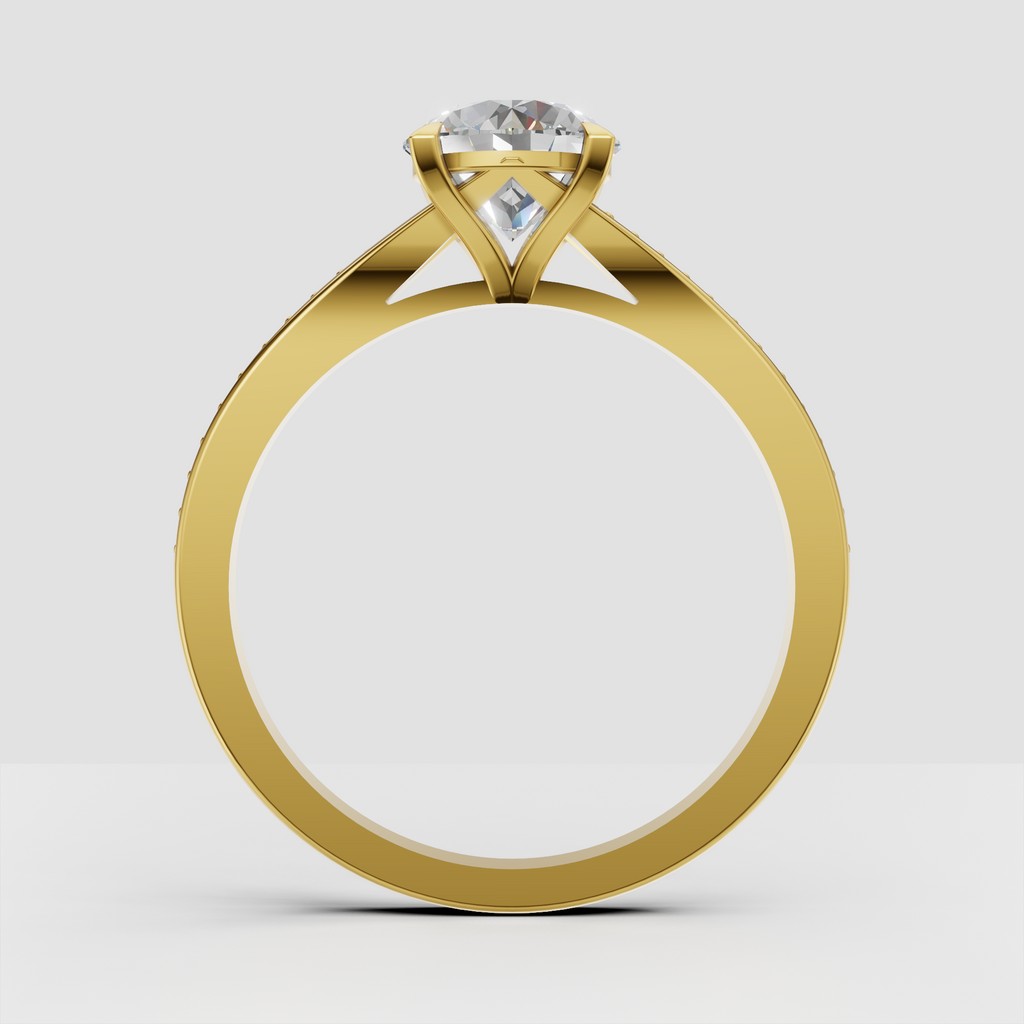 Classic round diamond engagement ring with tapered band
