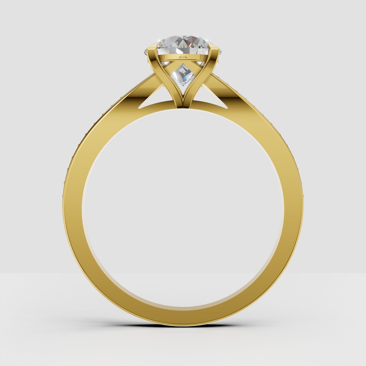 Classic round diamond engagement ring with tapered band
