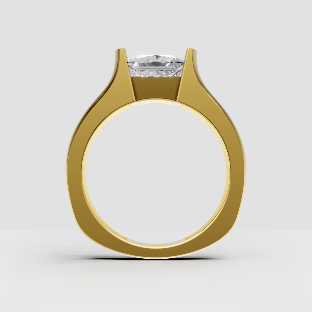 Wide band princess diamond engagement ring