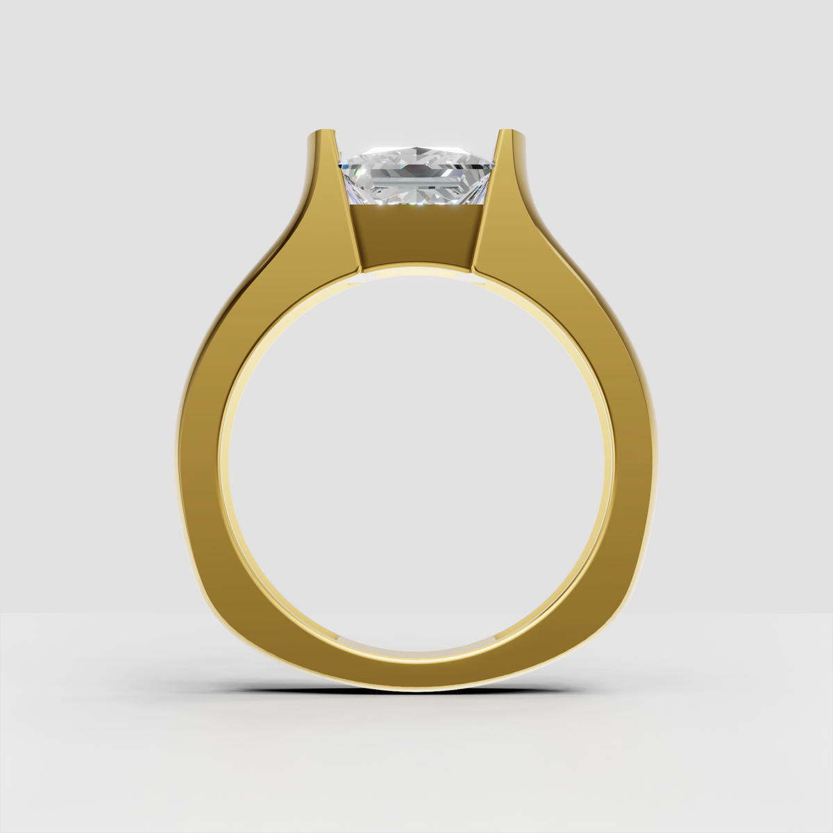 Wide band princess diamond engagement ring