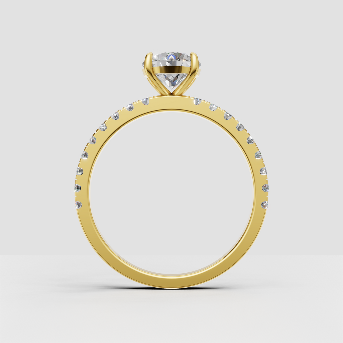 Yellow gold round diamond engagement ring with four-prong setting