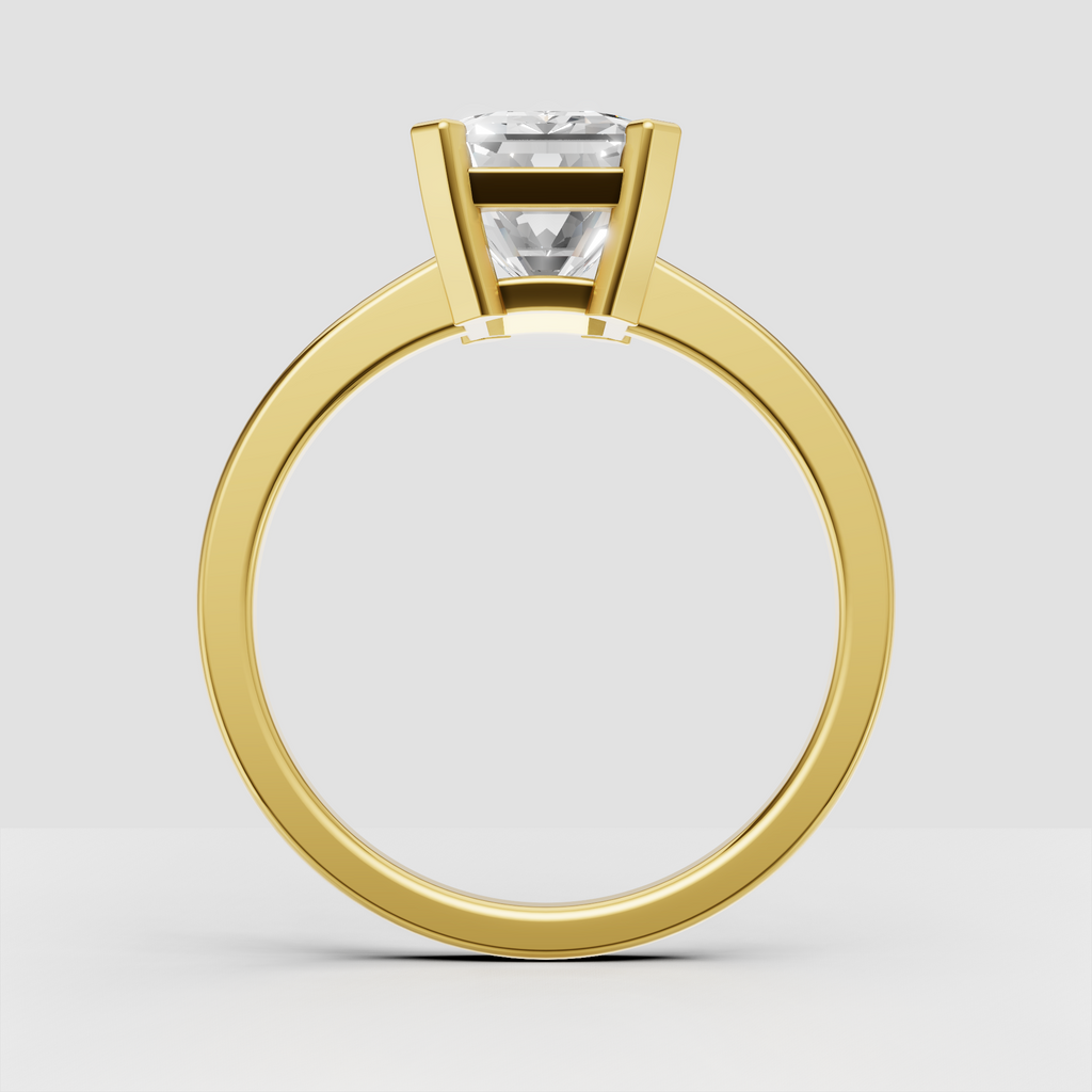Emerald step cut diamond engagement ring