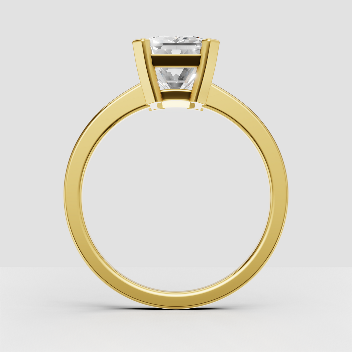 Emerald step cut diamond engagement ring