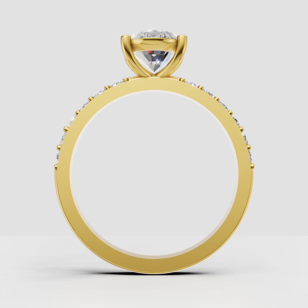 Round diamond engagement ring with filigree split shank design