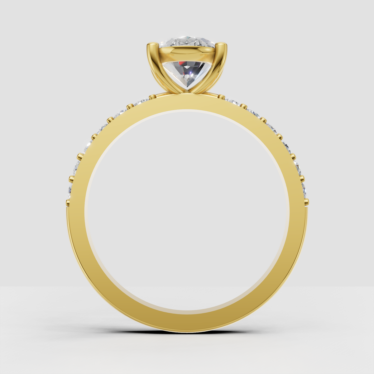 Round diamond engagement ring with filigree split shank design