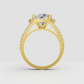 Cushion center stone ring with four-prong setting