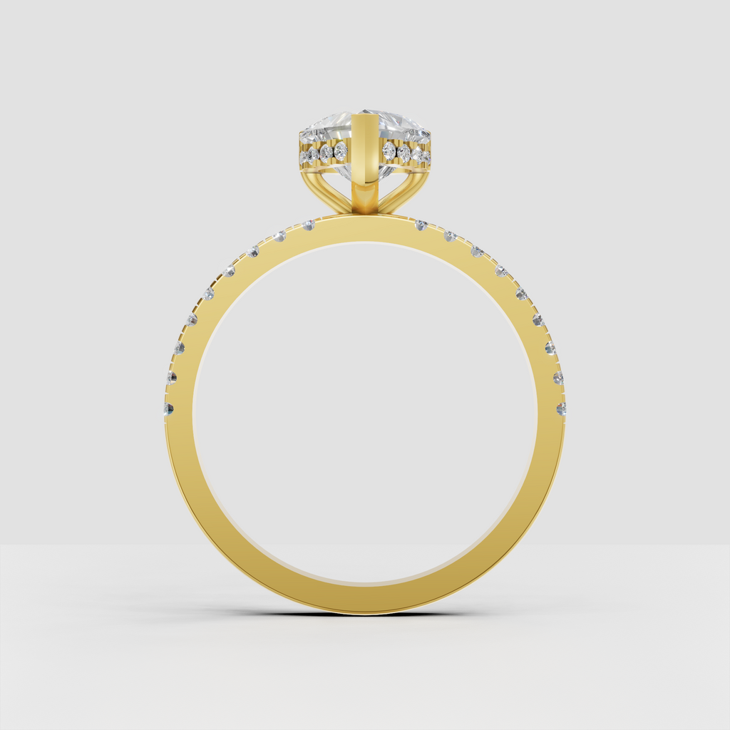 Romantic heart diamond engagement ring with round accent stones