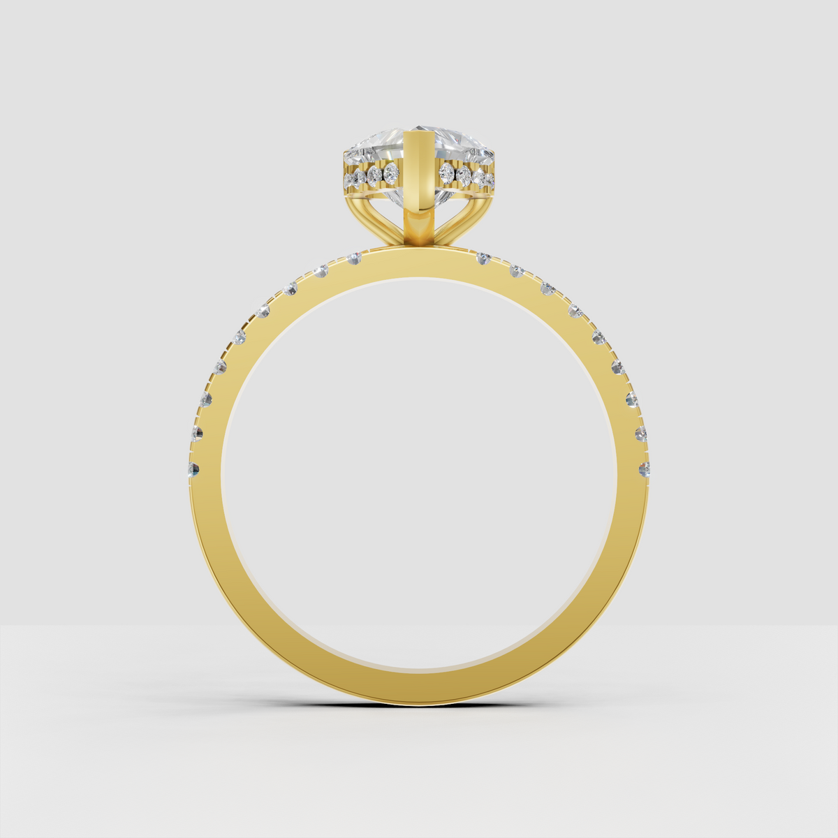 Romantic heart diamond engagement ring with round accent stones