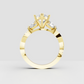 Marquise center diamond ring with three-stone floral design