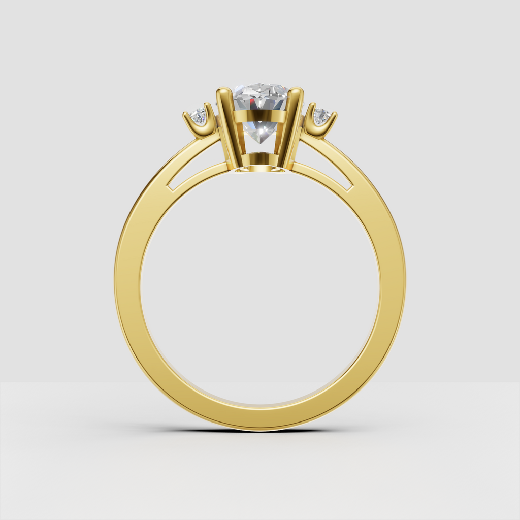Elegant oval solitaire engagement ring with side accent diamonds