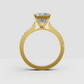 Yellow gold emerald cut solitaire ring with diamond accents