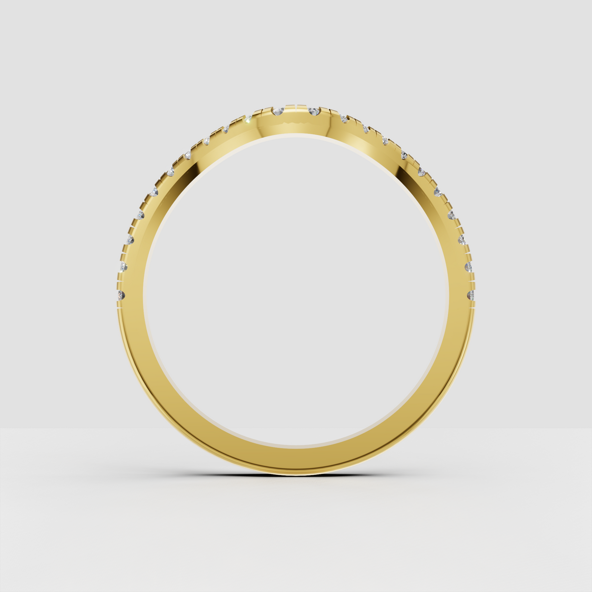 Curved shape Round Diamond Half Eternity Wedding Stackable Band