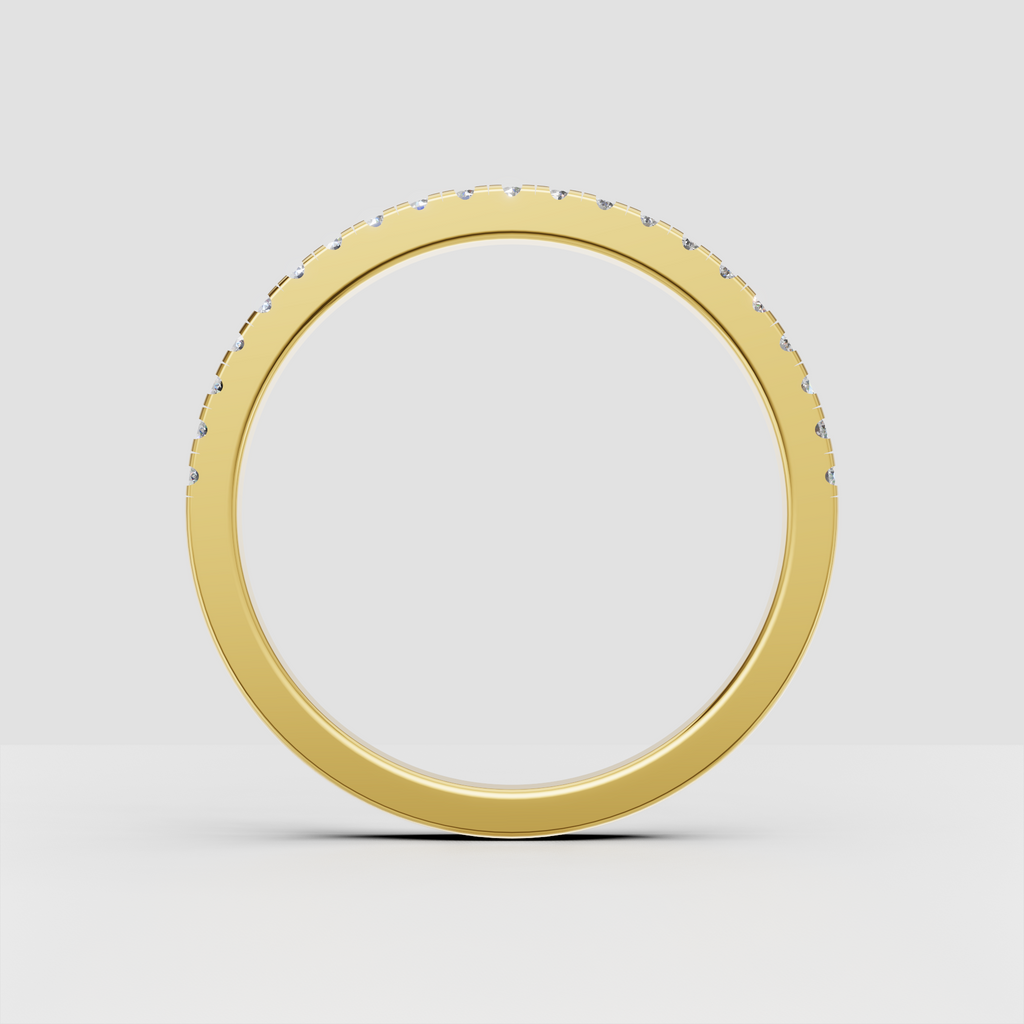 Modern round diamond half eternity ring with polished band