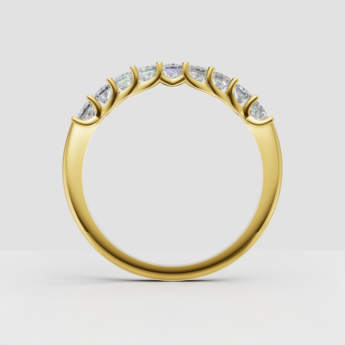 Shared prong princess diamond eternity ring front view