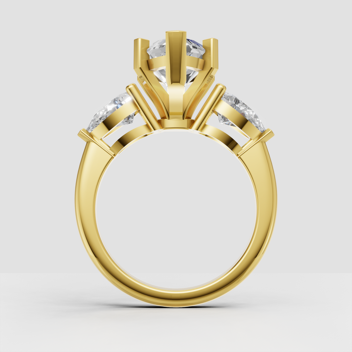 Elegant marquise cut diamond ring with pear side diamonds