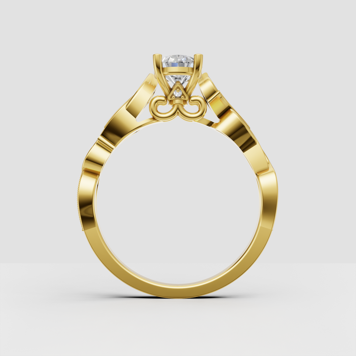 Vintage pear diamond engagement ring with decorative prong setting