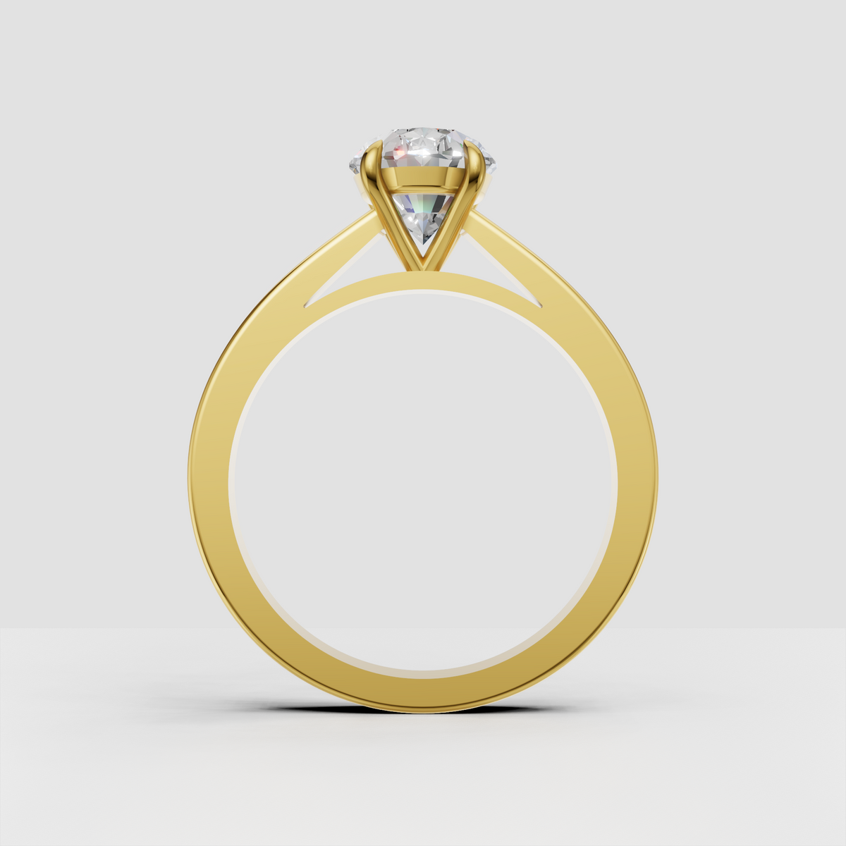 Oval diamond ring with classic four-prong setting