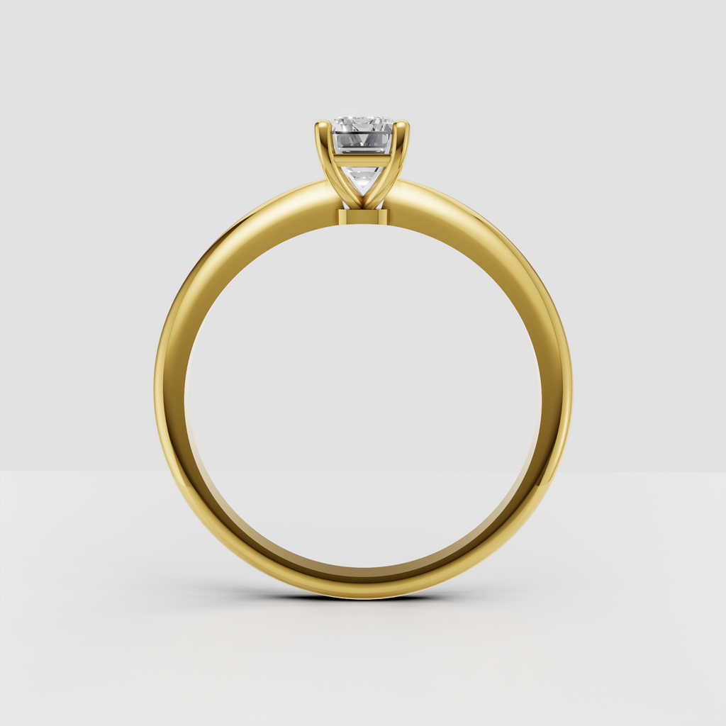 Emerald cut diamond engagement ring with smooth polished band