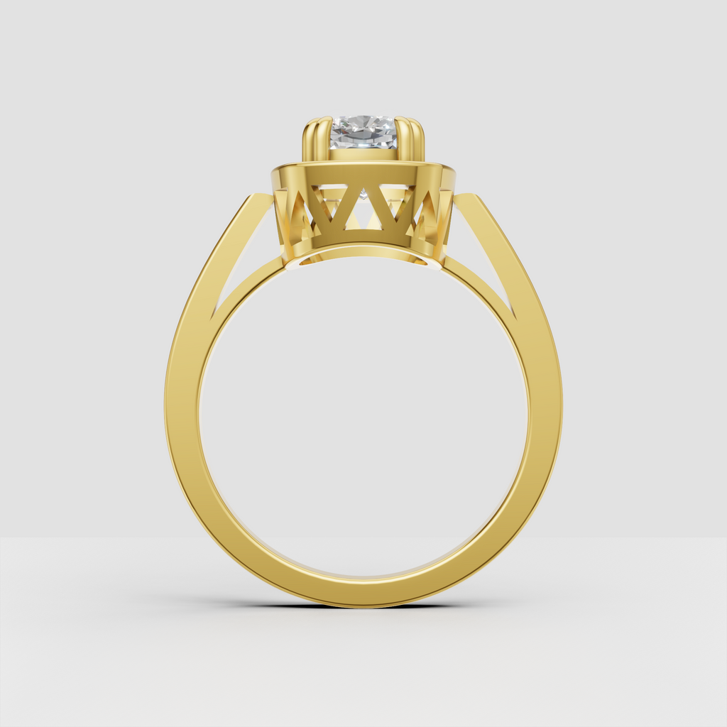 Cushion cut diamond ring with round stone halo