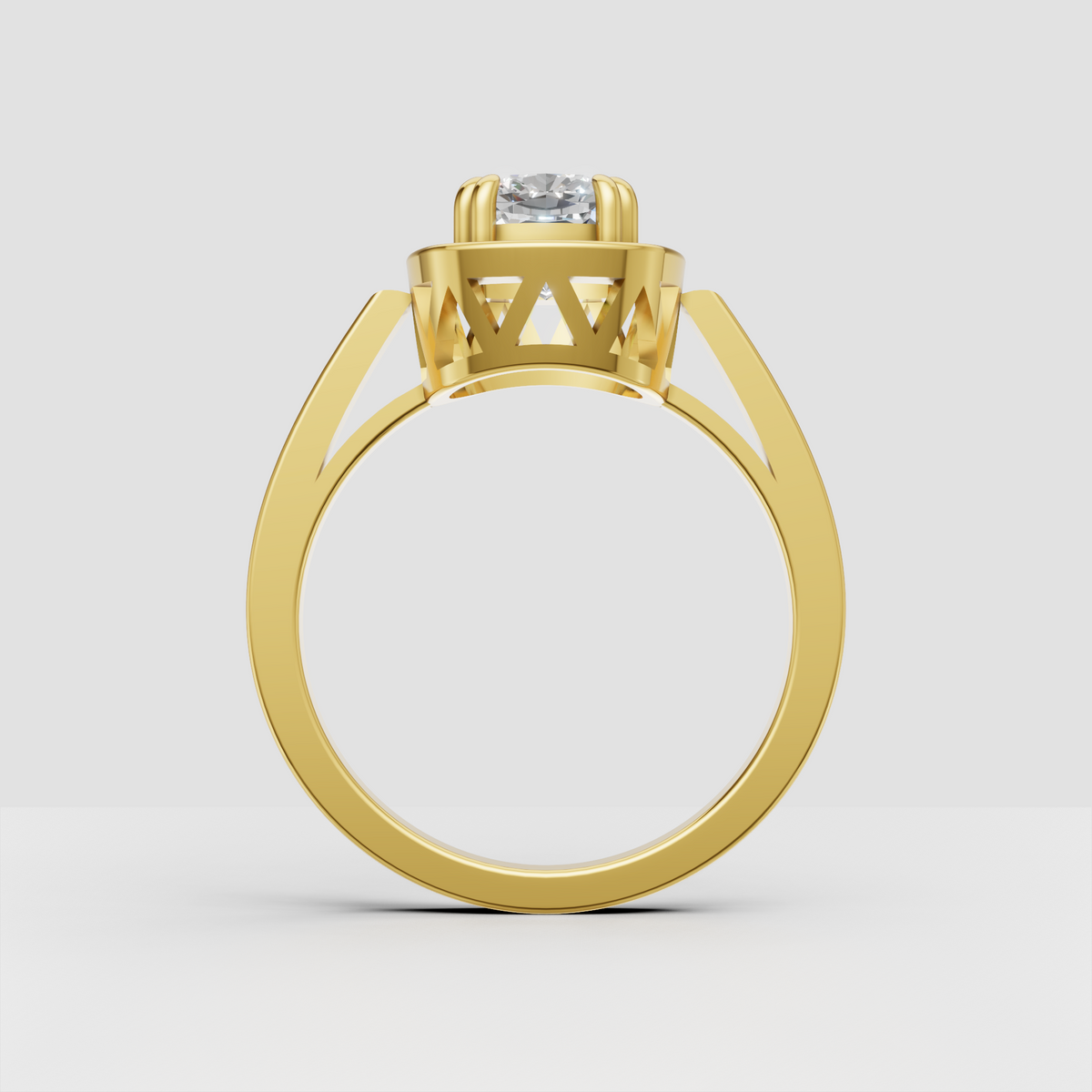 Cushion cut diamond ring with round stone halo