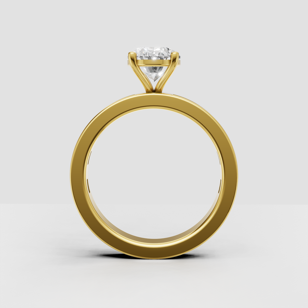 Elegant oval engagement ring with baguette-cut shoulder stones