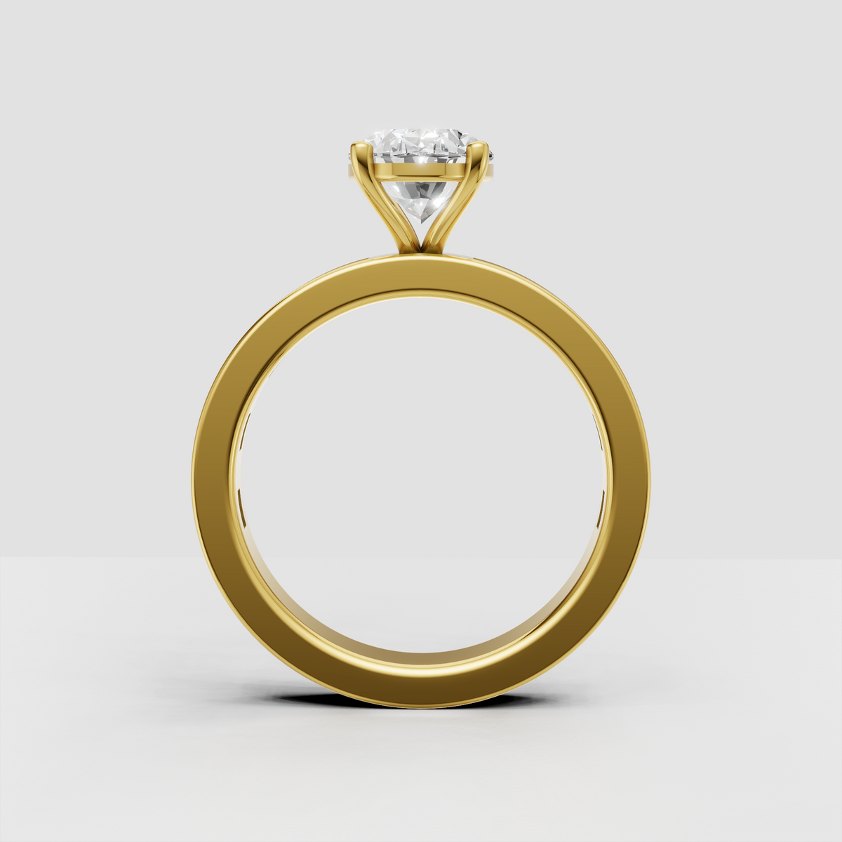 Elegant oval engagement ring with baguette-cut shoulder stones