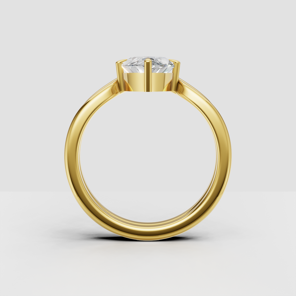 Marquise cut diamond ring with curved split shank shoulders
