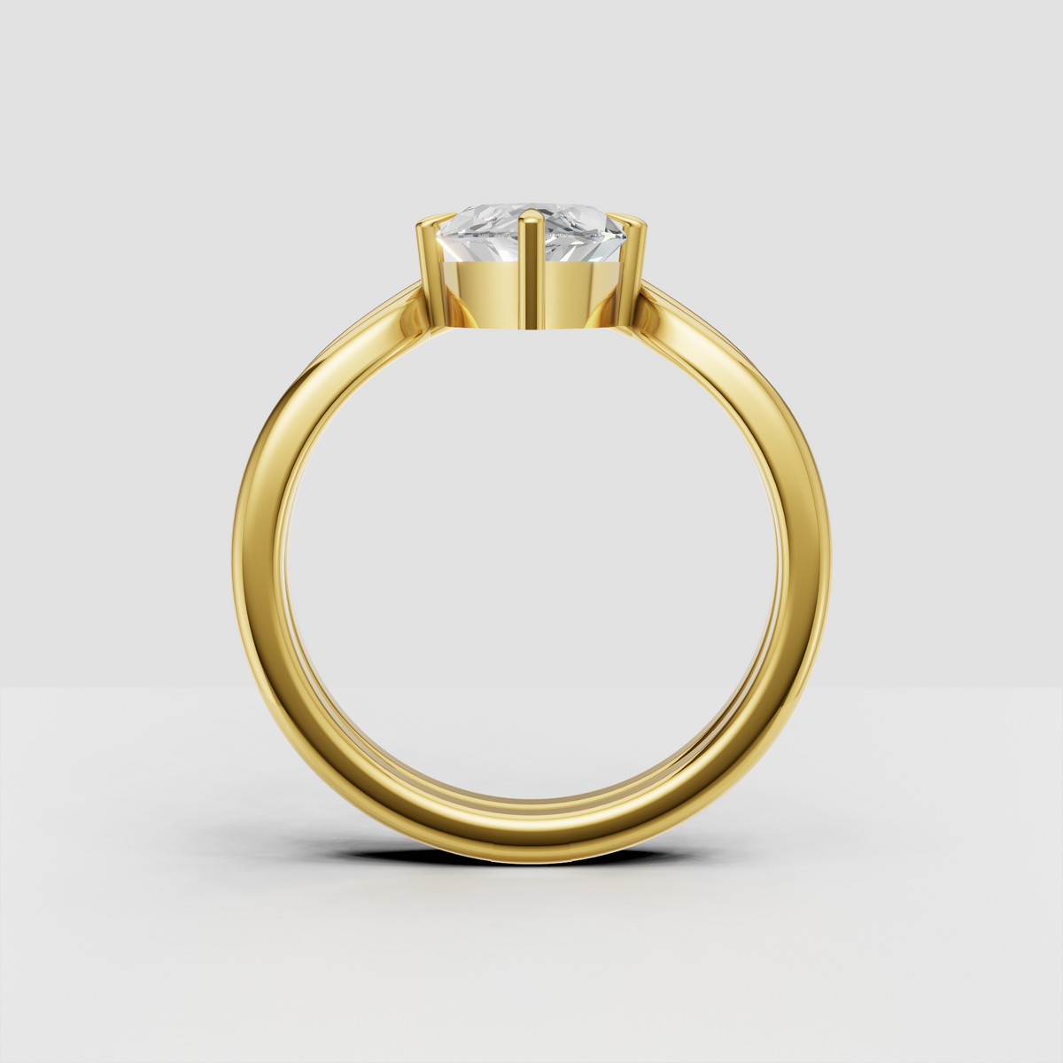 Marquise cut diamond ring with curved split shank shoulders