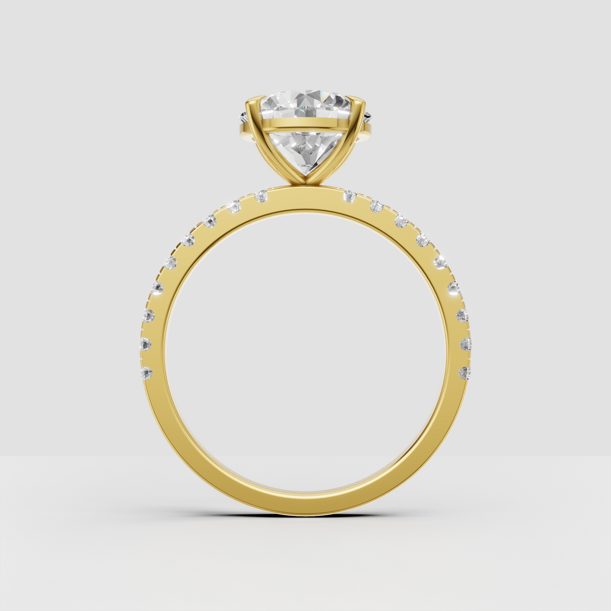 Classic four-prong round diamond engagement ring