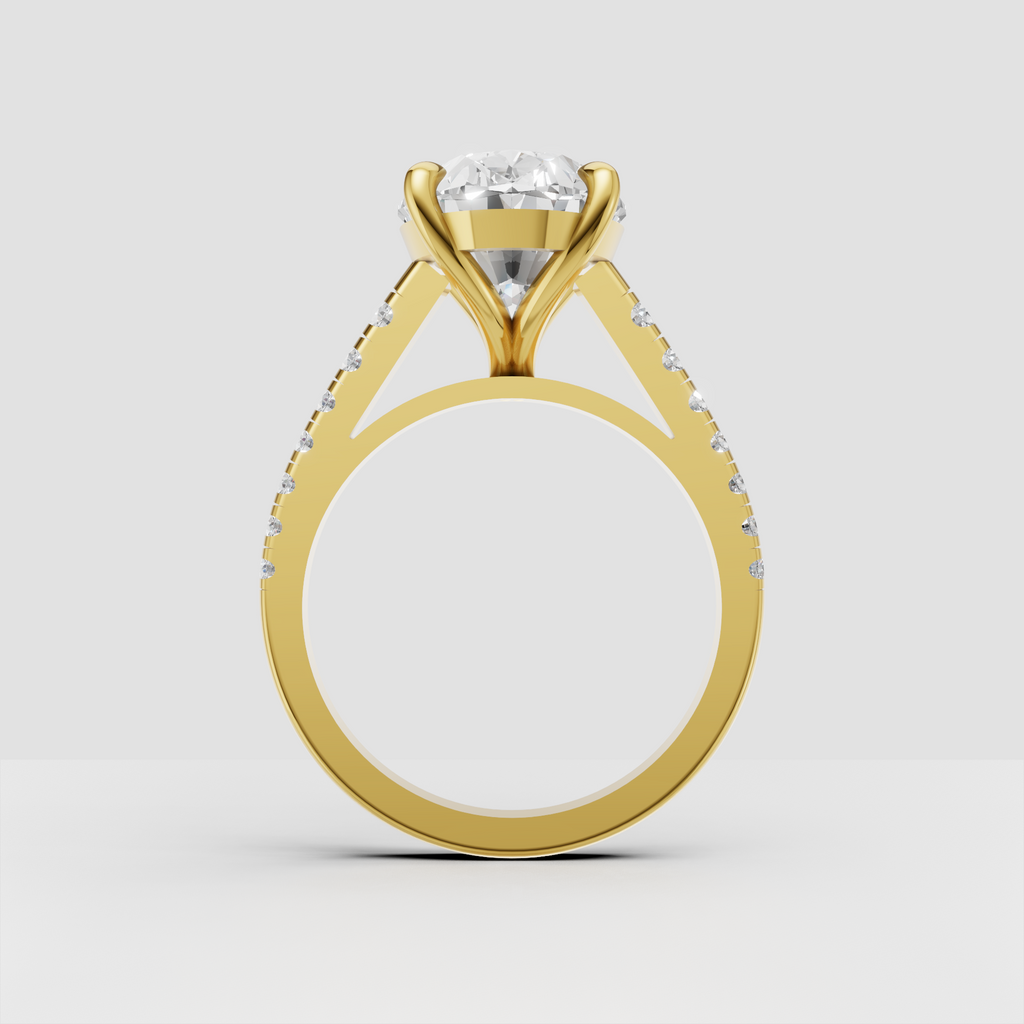 Round Cut Lab Grown & Moissanite Diamond Halo Engagement Ring - Image 3