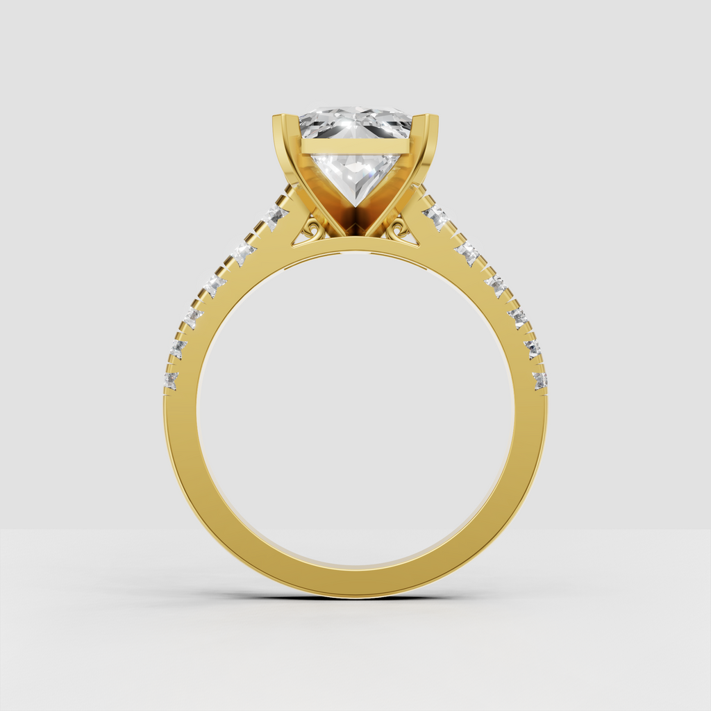 Elegant radiant cut engagement ring with pavé diamond shoulders