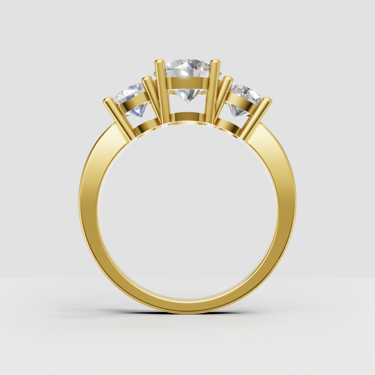 Yellow gold round diamond ring with sparkling side stones
