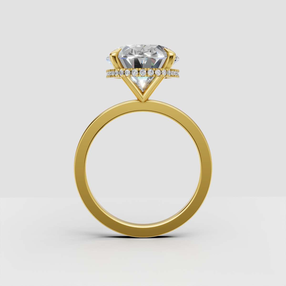 Luxury oval cut diamond engagement ring with hidden halo