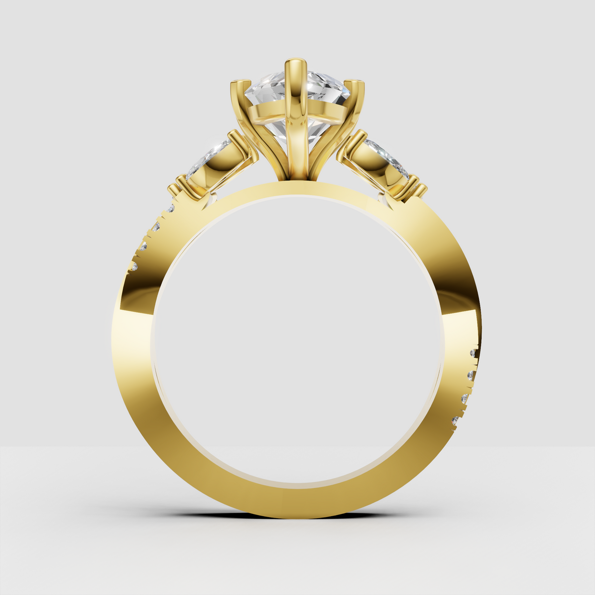 Floral marquise diamond engagement ring with sculptural setting