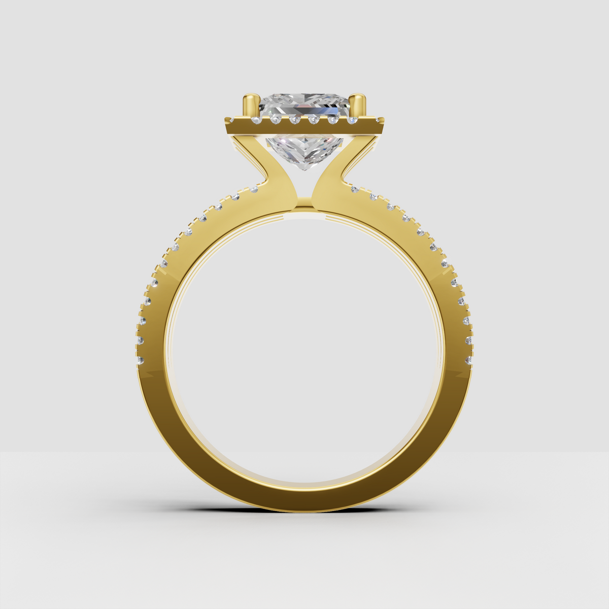 Princess diamond engagement ring with four-prong setting