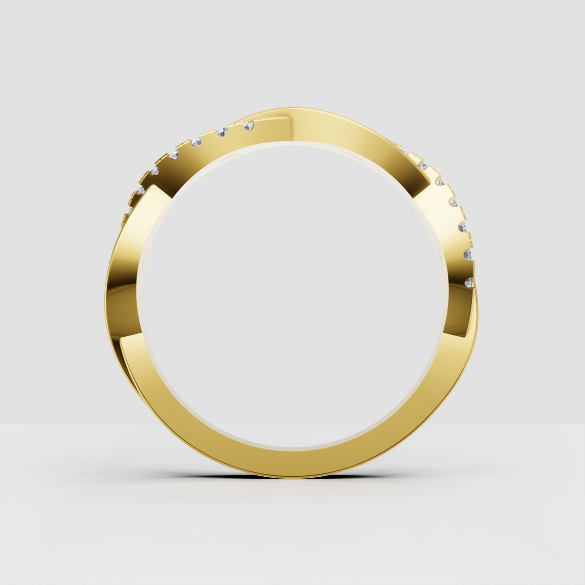 Elegant round diamond twisted wedding band