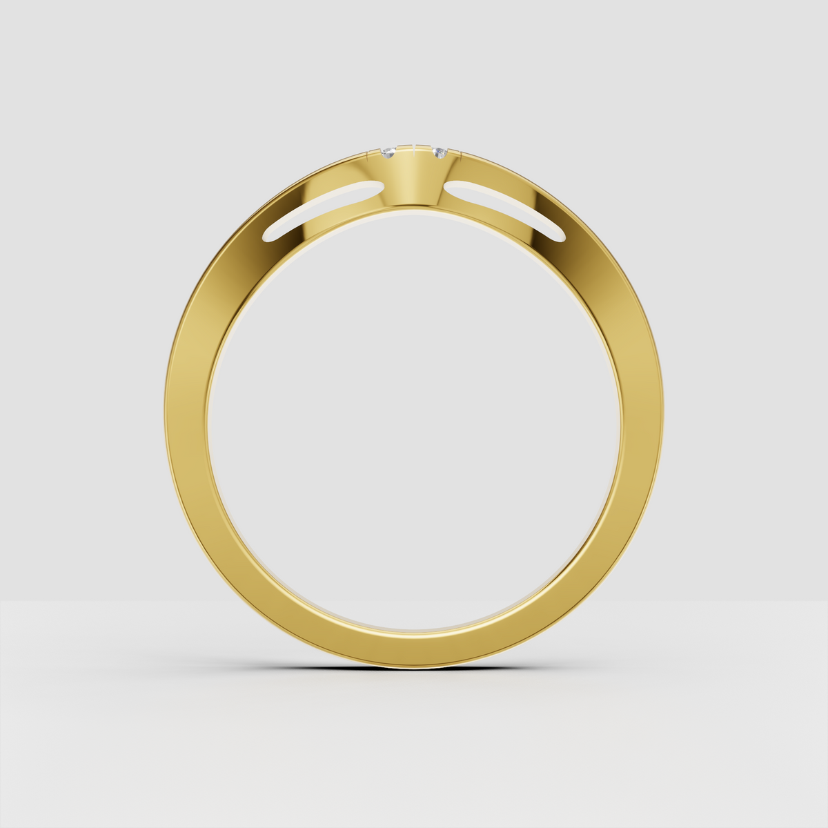 Modern curved diamond V-shaped gold band