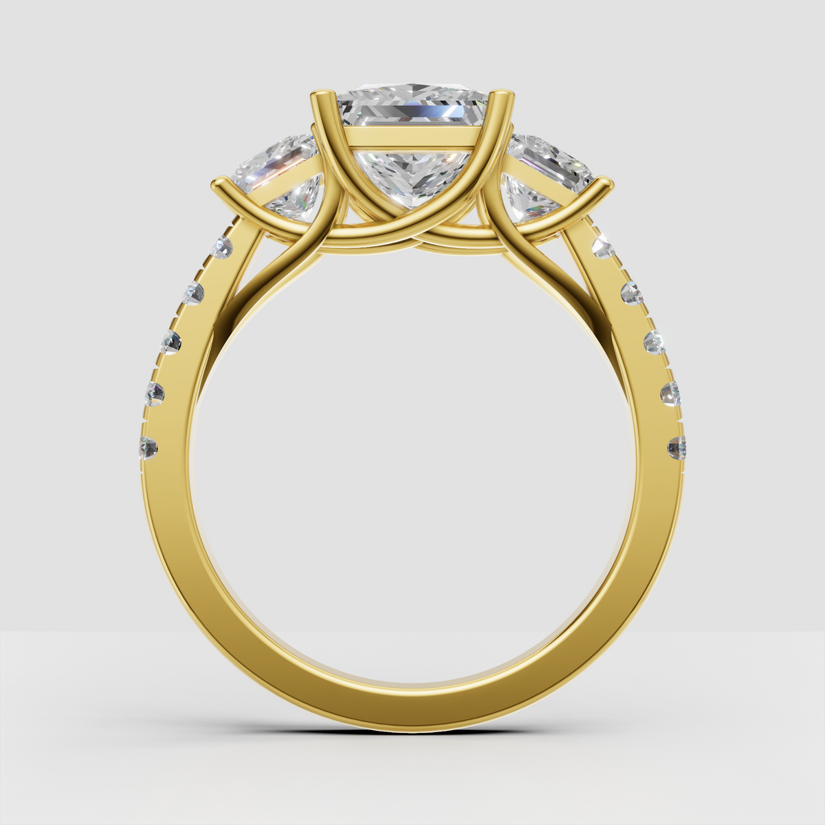 Princess diamond engagement ring with matching side stones