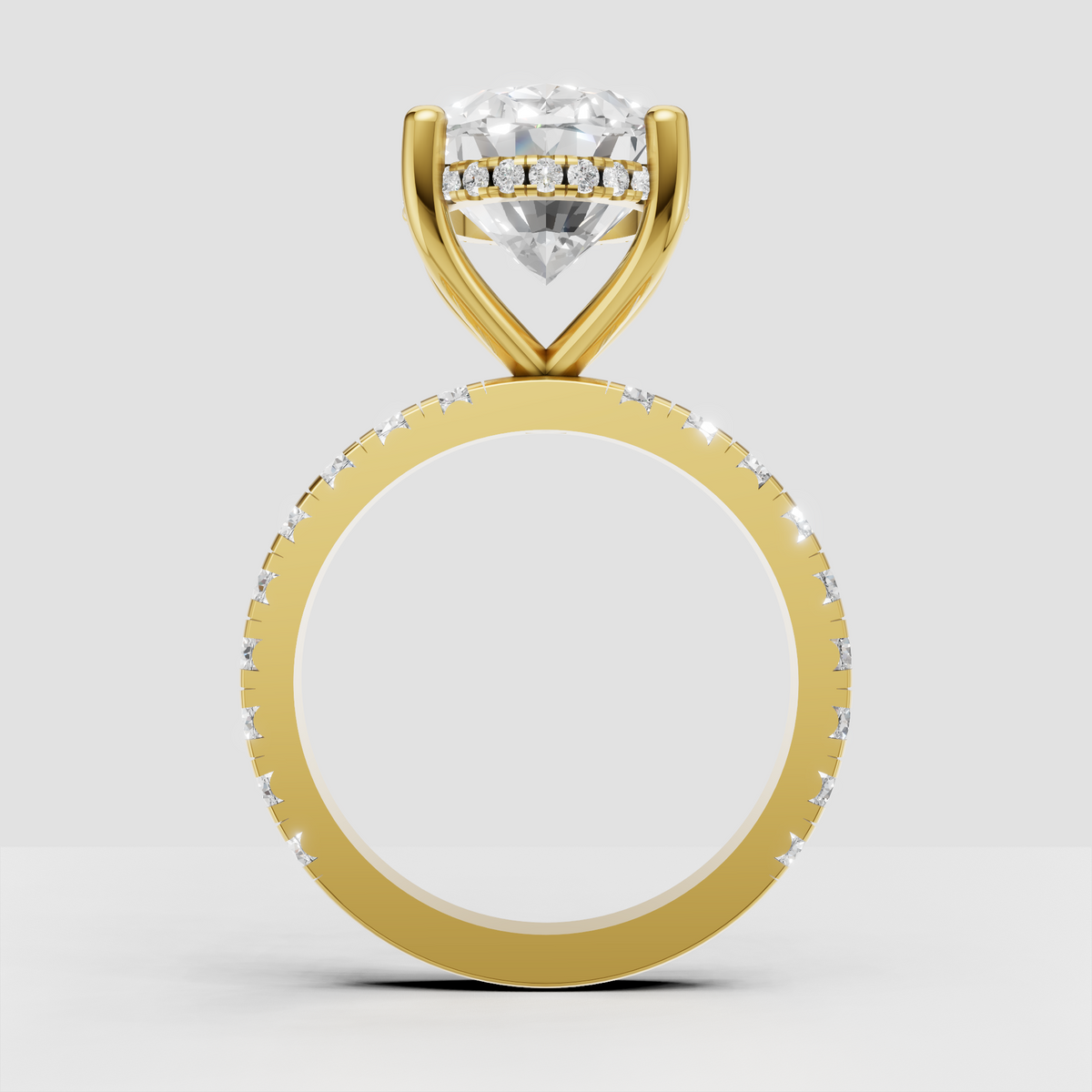 Oval diamond ring featuring a delicate hidden halo