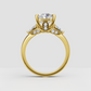 Three-stone diamond engagement ring with pave accents
