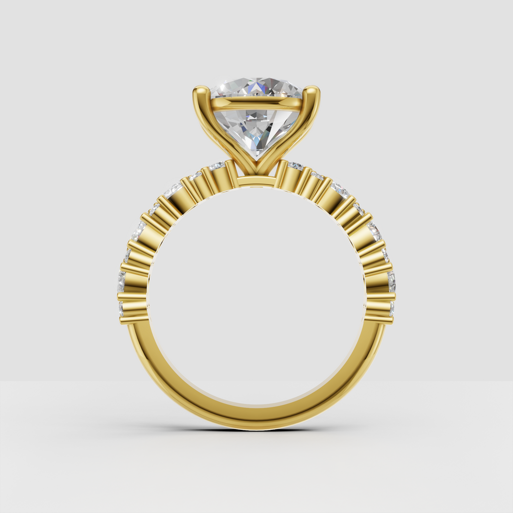 Emerald Cut Lab Grown & Moissanite Diamond Halo Engagement Ring - Image 3